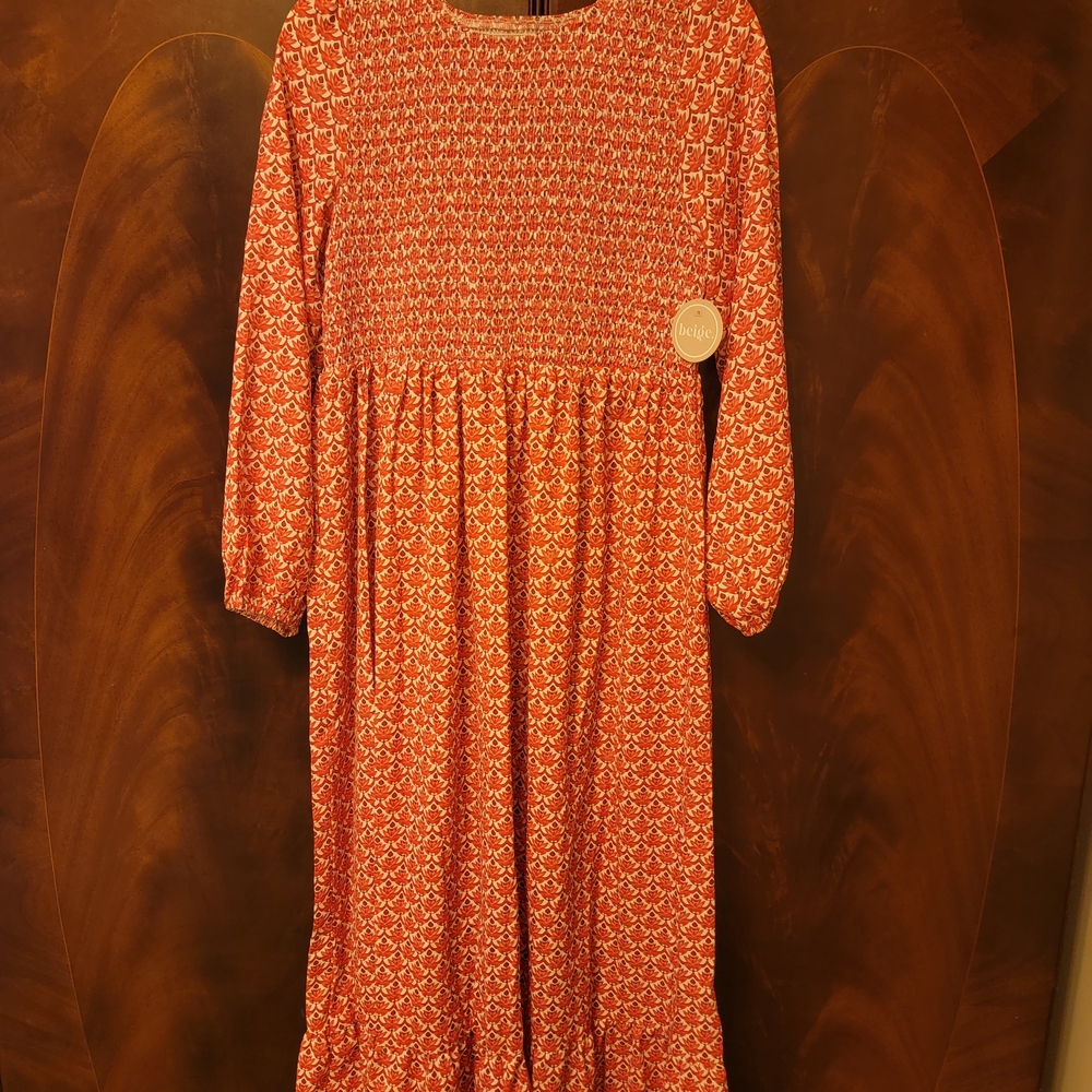 Beige by eci Hot Pink Patterned Maxi Dress